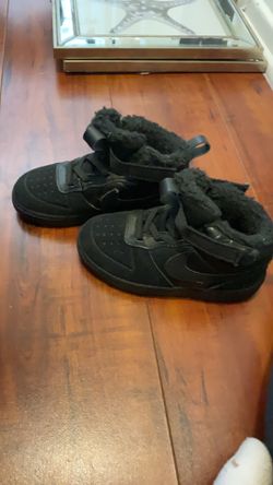 Black Nikes with fur