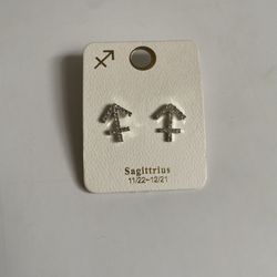 Sagittarius zodiac sign stud silver earrings