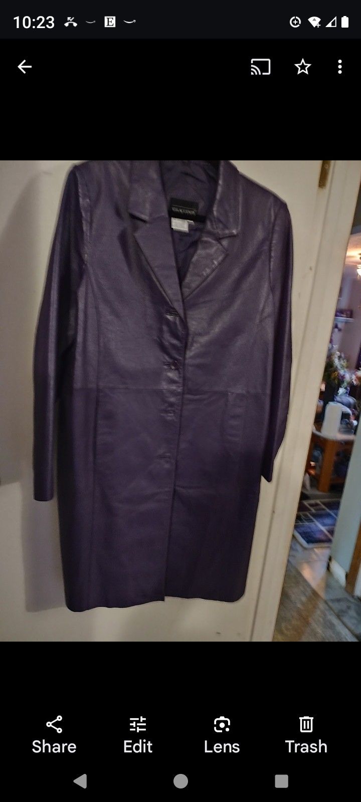 Mid Length Purple All Leather Jacket