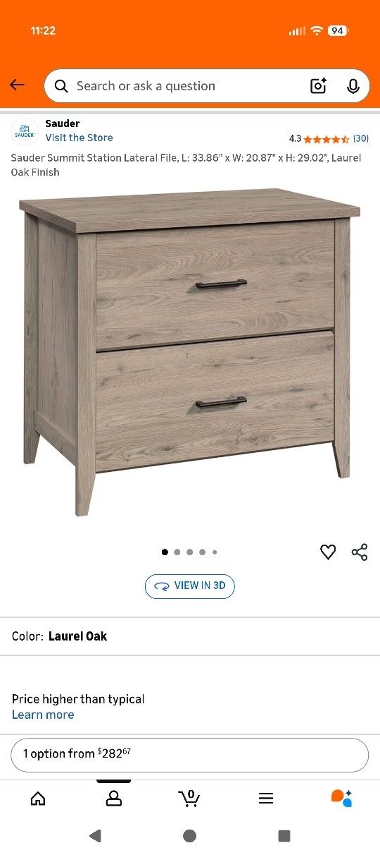 Sauder Summit Station - Lateral Filing Cabinet (Laurel Oak Finish) 