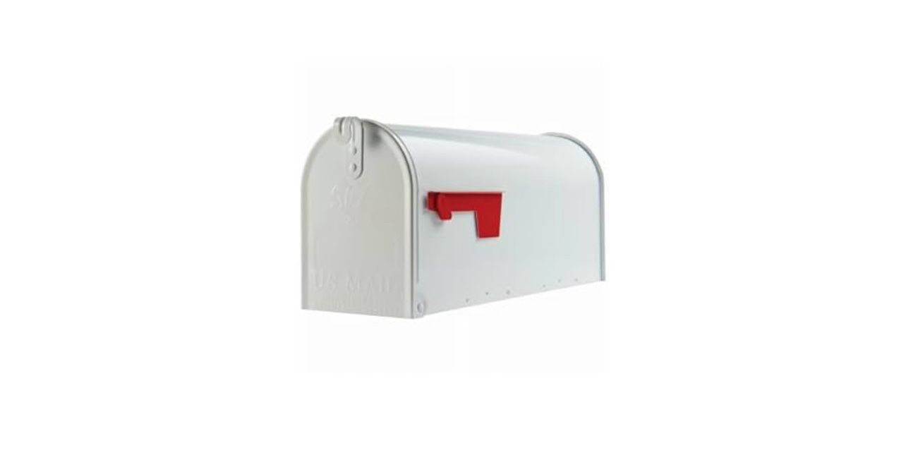 Gibraltar Mailboxes Elite Medium Capacity Galvanized Steel White, Post-Mount Mailbox, E1100W00