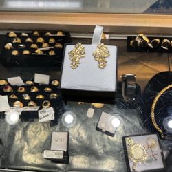 10k Nugget Earrings With Cz Diamonds