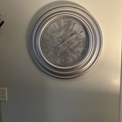 Large Silver Wall Clock – 23” Decorative Statement Clock- $30 OBO
