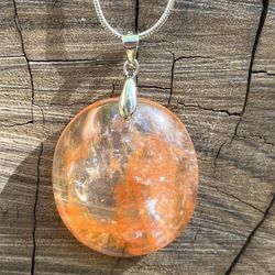 Silver Plated Fire Quartz Pendant 