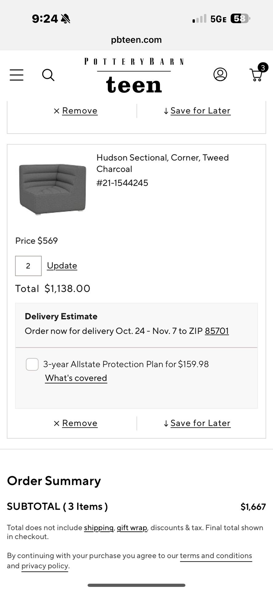 Pottery Barn Teen Sofa