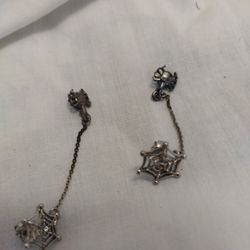 Earrings Spider And Web With black Stone