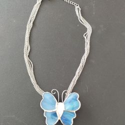 Butterfly Necklace Also Pin Costume Jewelry 