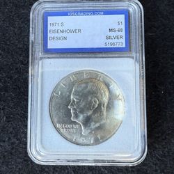 $1 1971 Eisenhower Design MS 68 Silver