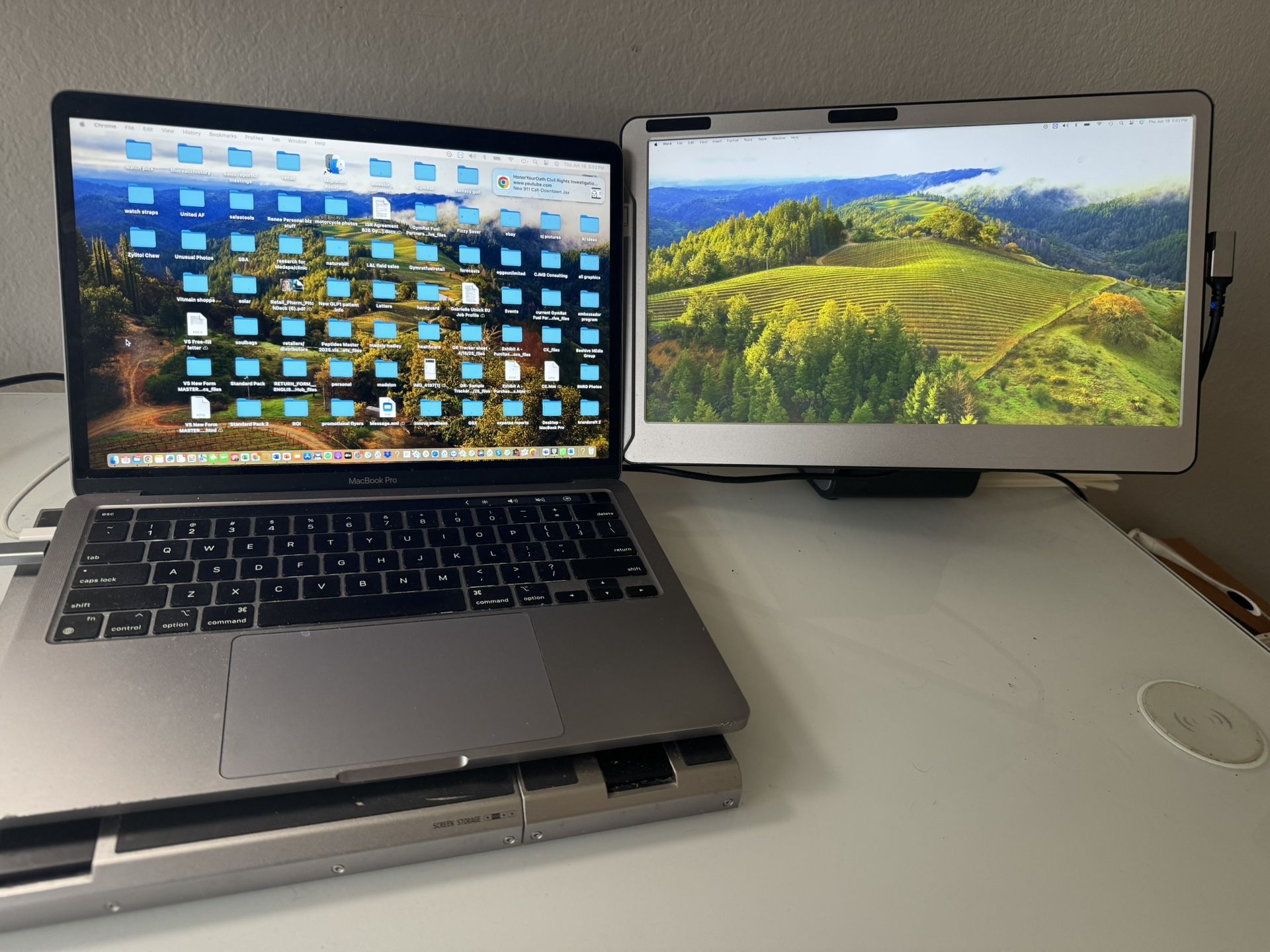 Domyfan 14” Portable monitor for Laptop 360 degree rotation dual screen extend