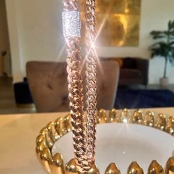 20mm Miami Cuban Link Rose Pink Gold Plated Chain 18k & 14k Crab Old School Lock