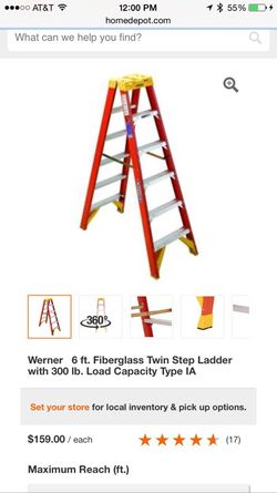 Werner 6 ft. Fiberglass Twin Step Ladder