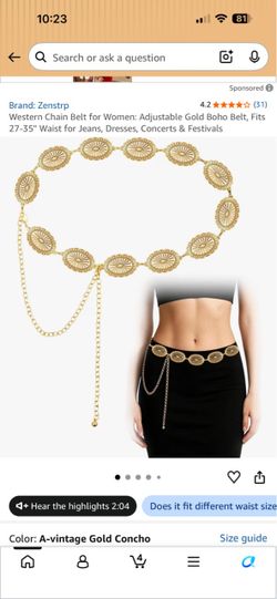 Zenstrp Gold Concho Western Chain Belt