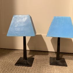 Pottery Barn Blue Lampshade Candles 