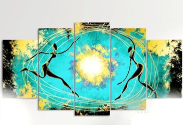 5 PCS ABSTRACT WOMAN PICTURES  WALL ART. CHECK OUT PICTURES FOR MEASUREMENTS. NN