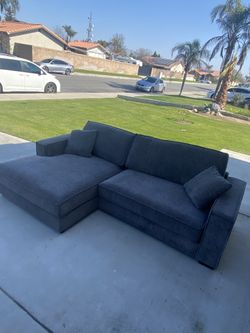 Braflin Upholstered Chenille Sofa Chaise Wide Seat Sectional Dark Gray