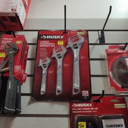 Husky 3 Pc Adjustable Wrench Set
