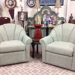 Pair of Lay Z Boy Swivel Barrel Chairs For Sale  