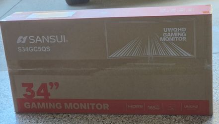 BRAND NEW SEALED Sansui 34" Curved WQHD 165Hz LED AMD FreeSync Gaming Monitor, HDR, Black