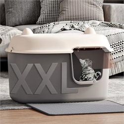 Oneluck Extra Large Cat Litter Box, 27.5inches Jumbo Litter Box for Big Cats and Mulit-cat,High Sided Litter Pan withs Lid and Scoop Leak-Proof & Anti