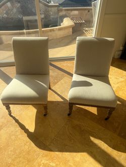Set of 2 Upholstered Dining Chairs with Casters