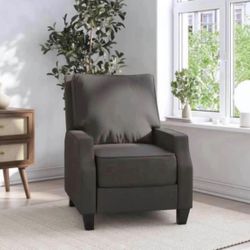 Pushback Recliner, Living Room Chair, Charcoal faux leather