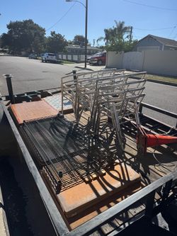 Misc wooden commercial tables and Stainless Steel Bistro Chairs Set