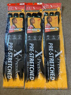 3 PACKS of 3 - 58" Sensationnel X-Pression Pre-Stretched 100% Kanekalon