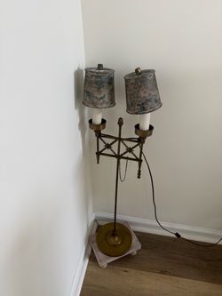 Brass Double Candelabra Floor Lamp