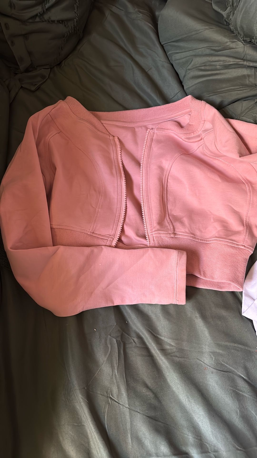 Crop top long sleeve zip up sweatshirt