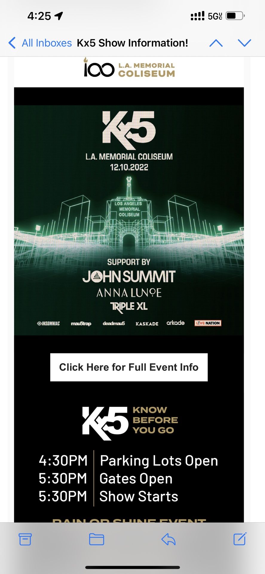 Kx5 SAT 12/10 JOHN SUMMIT Tickets $95