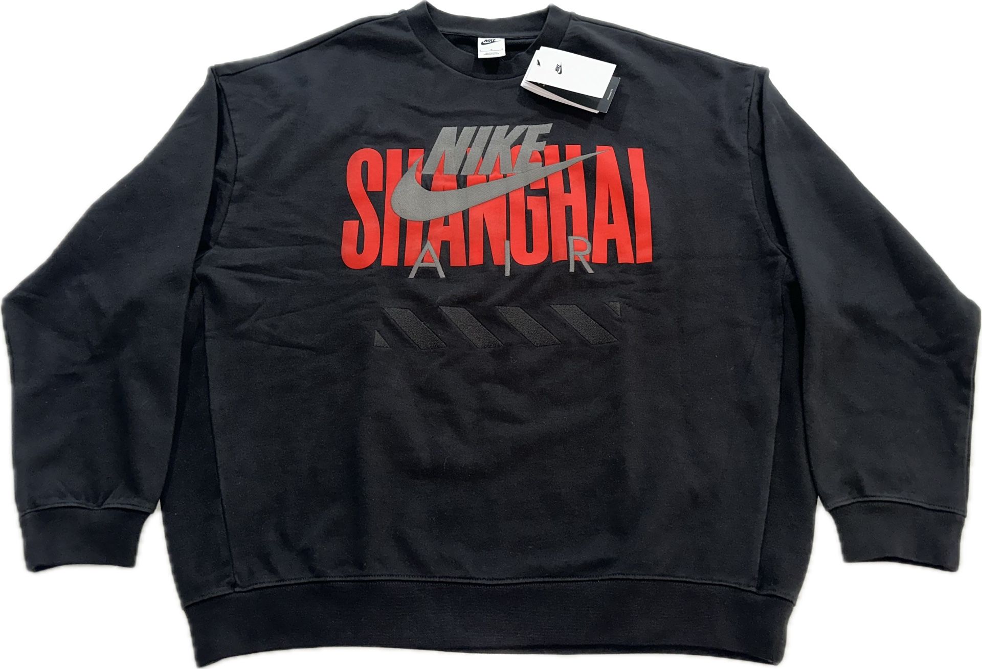 Nike Air Shanghai Black Oversized Crewneck Sweatshirt Mens Large HJ0305-010 $95