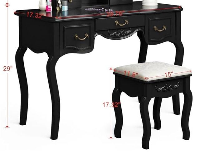 Black Vanity With Stool