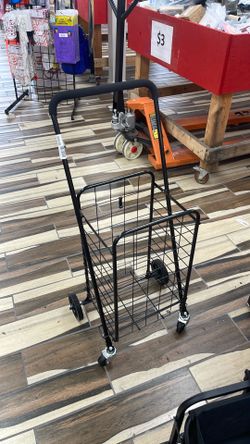 Slim grocery cart with 360 wheels