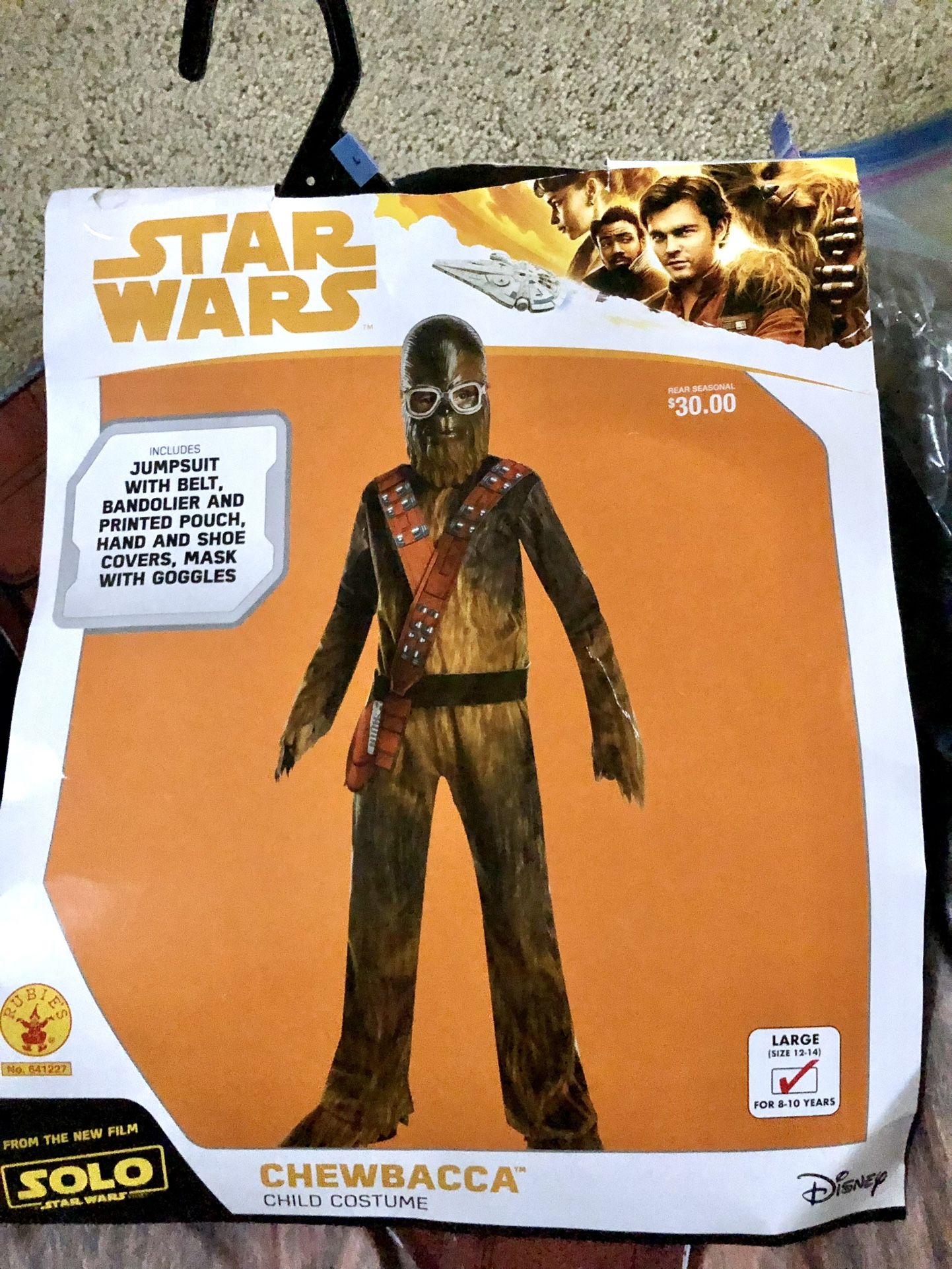 Kids 12-14 Large Star Wars Wookie Halloween Dress Up Costume