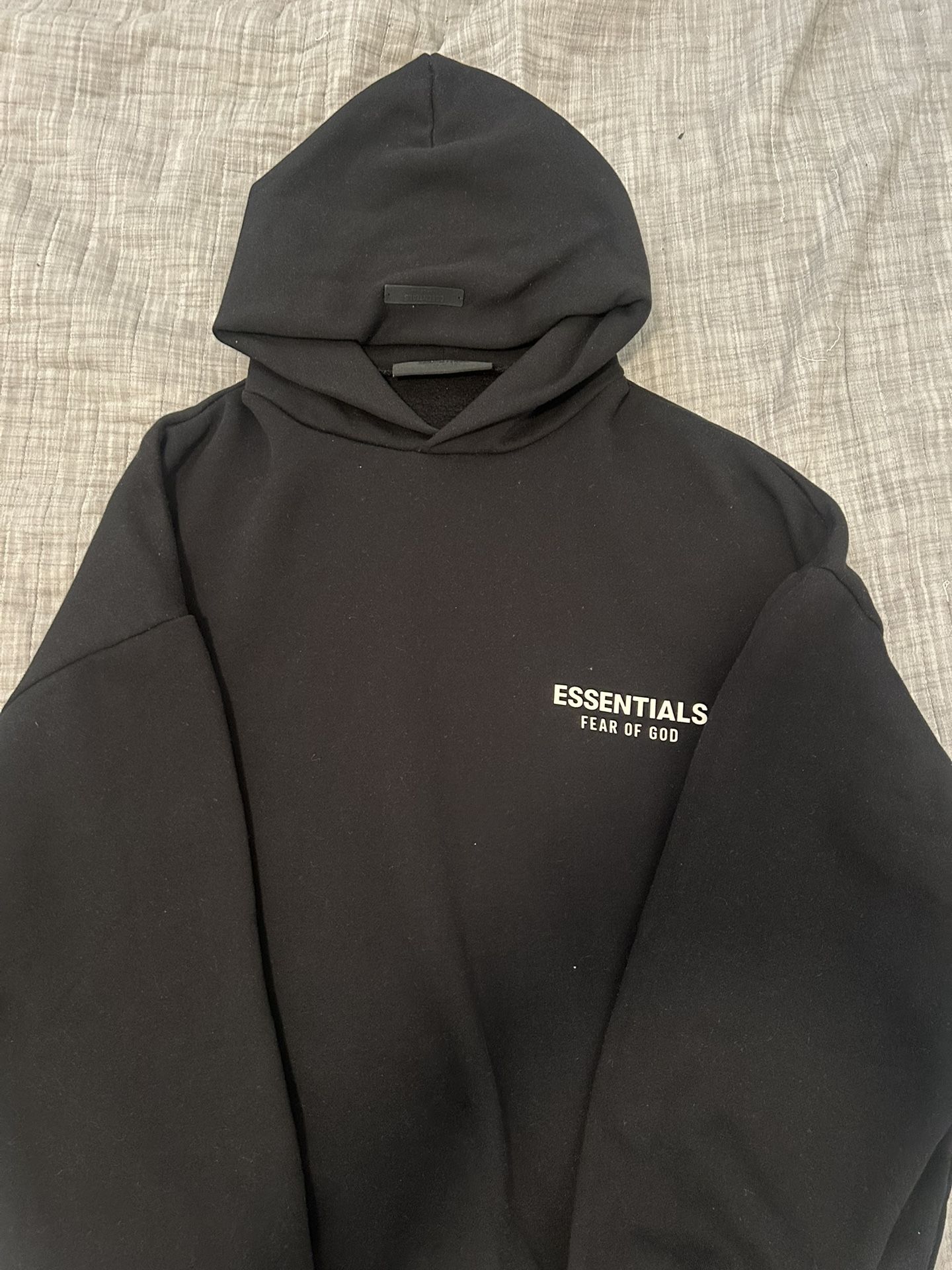 Essentials Fear of God Black Cotton Fleece Pullover Hoodie Long Sleeve Men