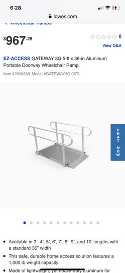 EZ ACCESS GATEWAY 3G 5 F. LONG BY 3 F. WIDE ALUMINUM PORTABLE DOORWAY WHEELCHAIR RAMP BRAND NEW