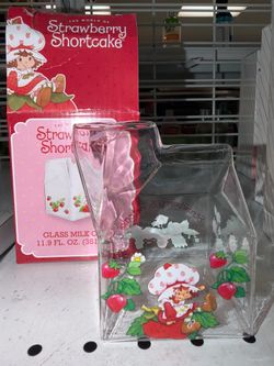 Strawberry shortcake milk glass