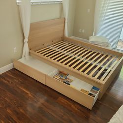Queen bed frame and 2 drawers