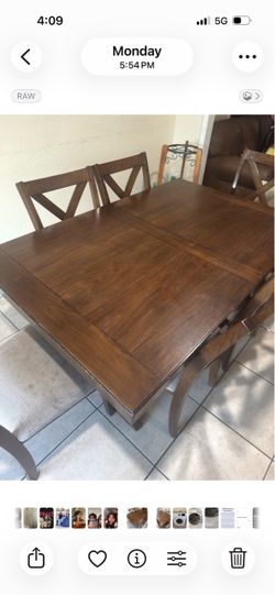 Dark Brown Wood Dining Table with Chairs
