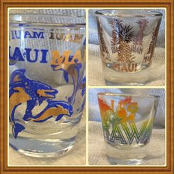 Set of Three (3) Hawaii Maui Shot Glasses, Souvenirs, Brand New