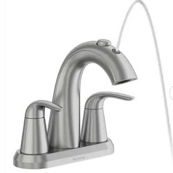 Fountain Bathroom Faucet Nadina 4 in. Centerset Double Handle in Brushed Nickel