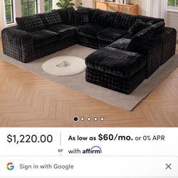 8 Piece Upholstered Sectional / Black / Brand New 