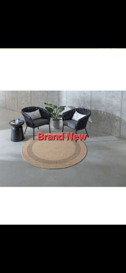 Brand New Origin 21 5 X 5 (ft) Black/Tan Round Indoor/Outdoor Solid Area Rug