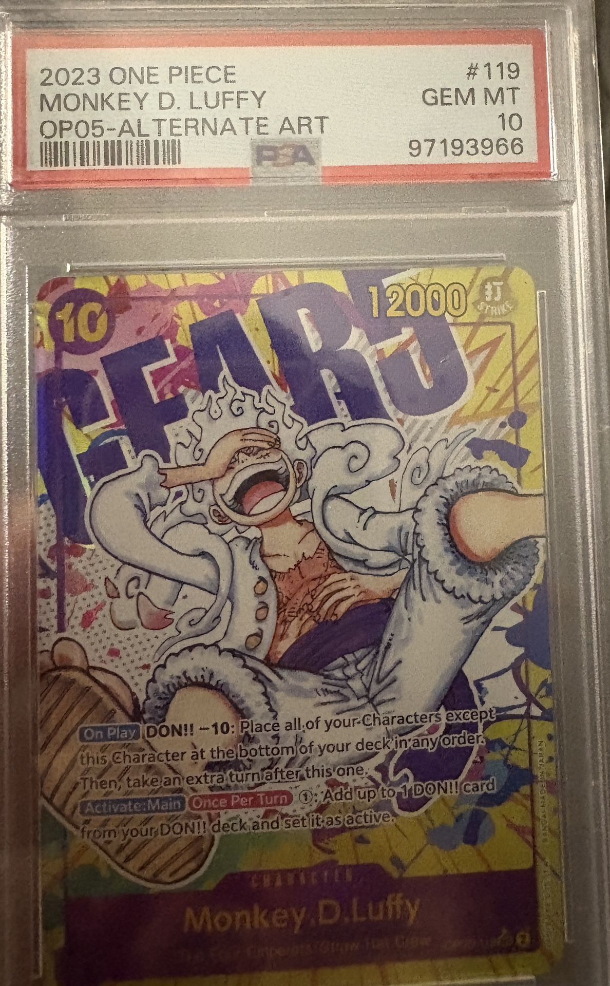 One Piece Monkey D Luffy OP05-Manga Alt Art PSA 10