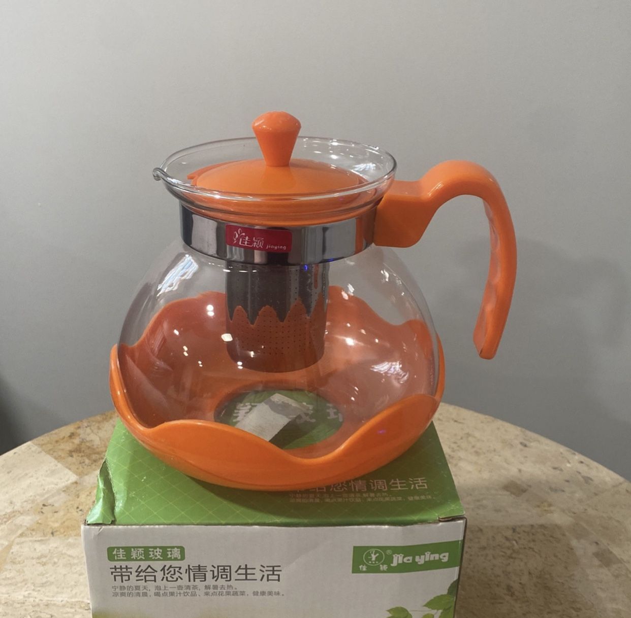 Glass And Plastic Tea Pot with Infuser 1500ml About 6 1/2 Cups