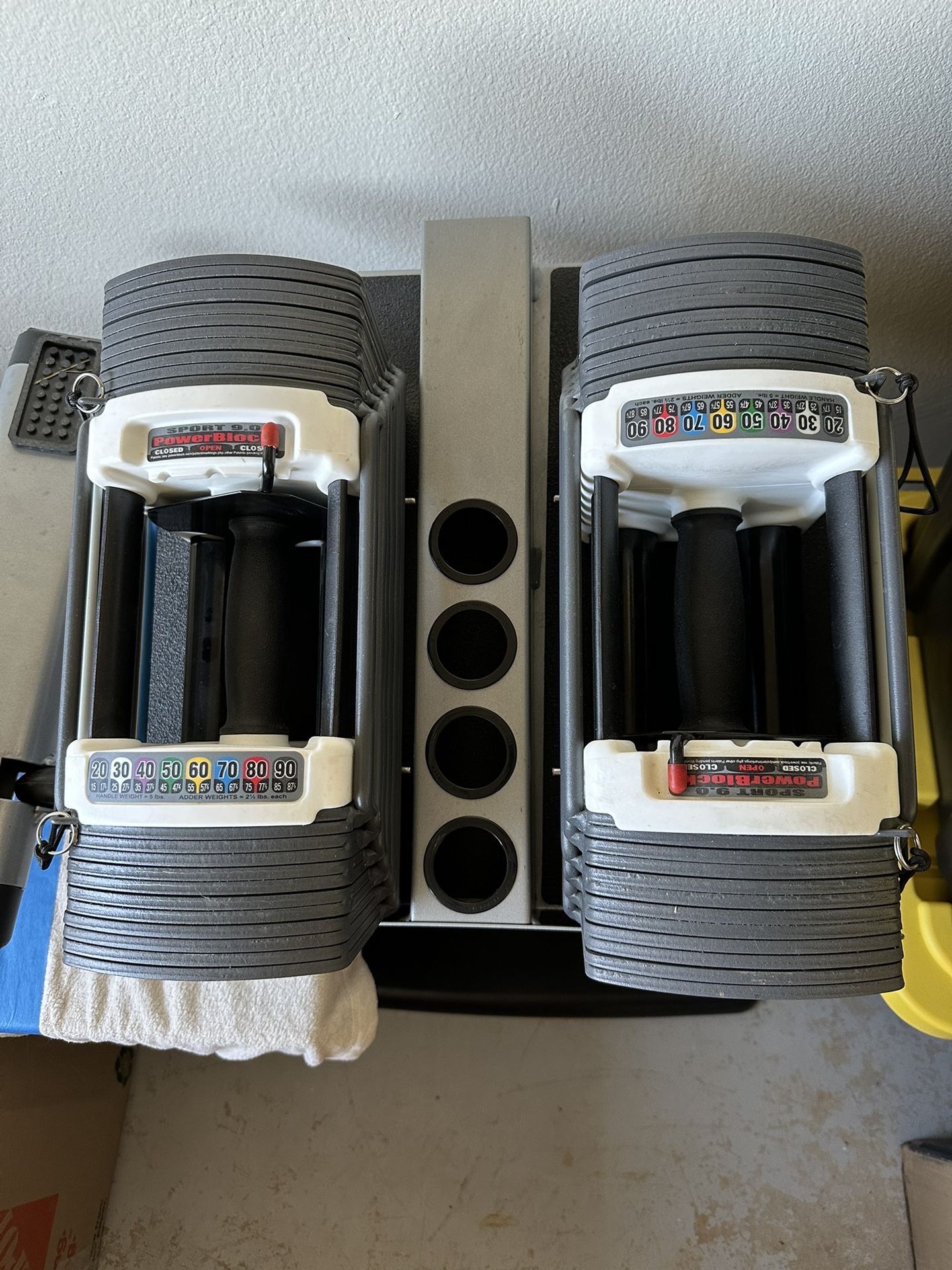 Powerblock Sport 9.0 dumbbells w/ 70lb extensions