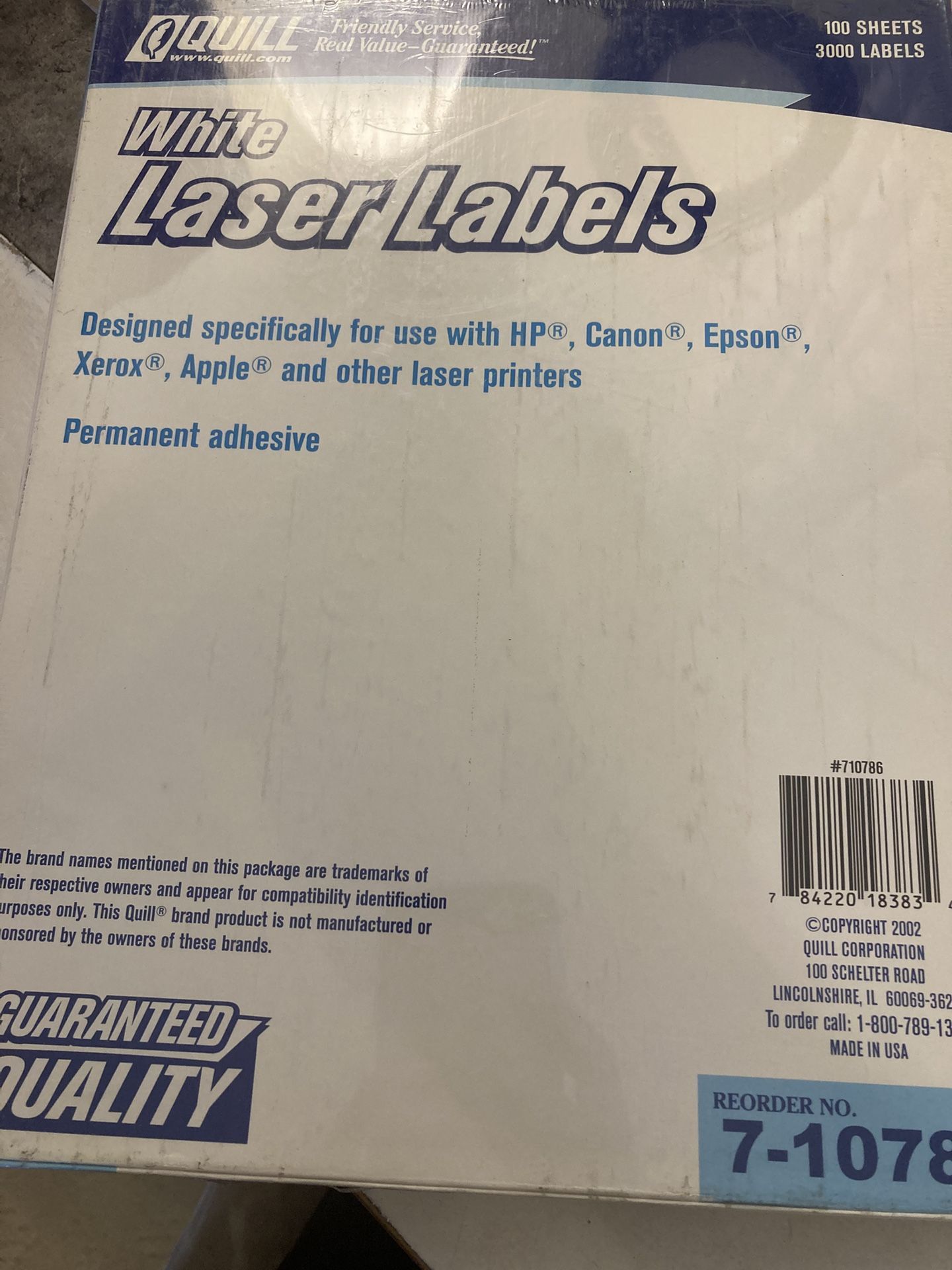 QuillWhite Laser Labels 3000 Labels (D10)