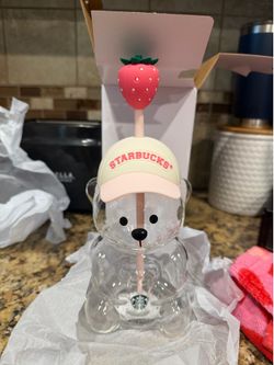 Starbucks Pink Bearista Strawberry Glass Collectors Cup