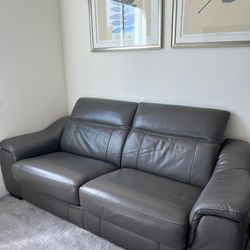 Sofa Leather Sleeper Gray Size Queen