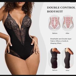 Popilush Tummy Control Shapewear Sleeveless V Neck Bodysuit Thong Body Shaper